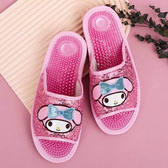 산리오 마이멜로디 슈가 거실화 250mm 지압 미끄럼방지 실내 슬리퍼, 핑크, 1개