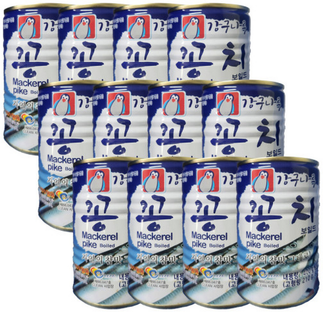 강구나루 꽁치 통조림 업소용 조림 찌개 캠핑 자취, 400g, 12개