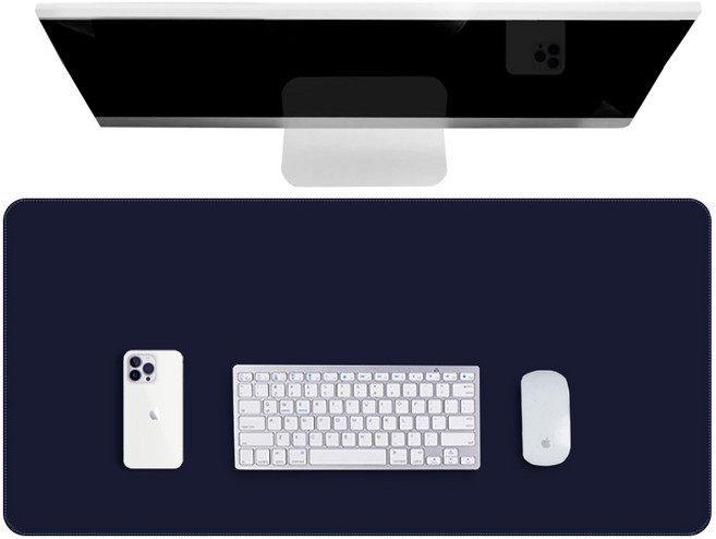 위어셀 가죽 데스크 와이드 장패드 마우스패드 논슬립 키보드 매트, M 사이즈(80cm*40cm), 1개, 네이비