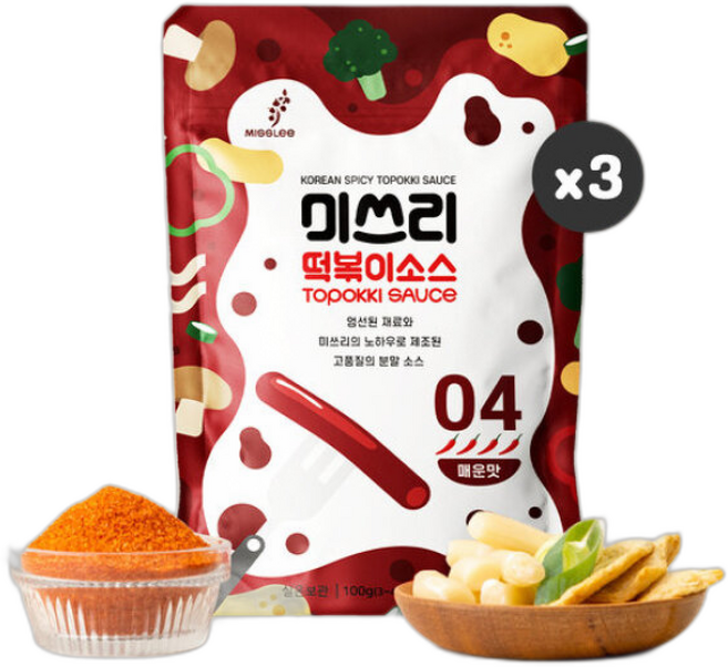 미쓰리 떡볶이소스 4단계 매운맛, 3개, 100g