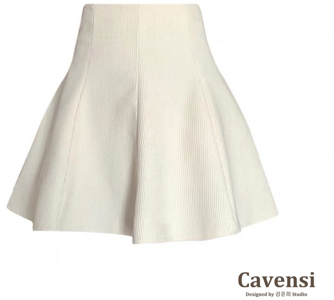 Cavensi 荷葉邊燈芯絨短裙 高腰顯瘦A字裙 秋冬半身裙