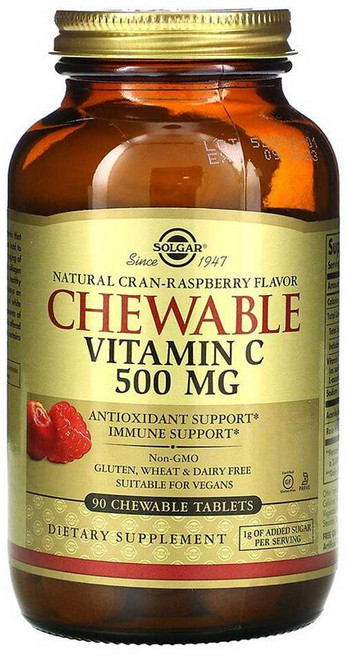 솔가 비타민 C 500mg 내추럴 크랜-라즈베리 츄어블 타블렛, 90정, 1개
