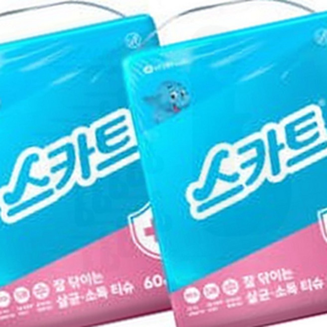 간편한 기름때 제거 스카트 살균 소독 티슈 60매 8팩 대용량 청소 위생, 1개