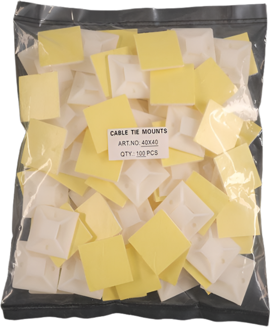 100개입 접착식 케이블 타이 마운트 홀더 화이트, 1세트