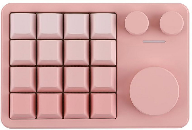 KiiBoom Cybrix 16 VIA 프로그래머블 매크로 패드 - 16개의 키 + 3개의 노브 타입-C 유선 알루미늄 Numpad 핫 스왑 가능 PCB RGB 백라이트, Pink