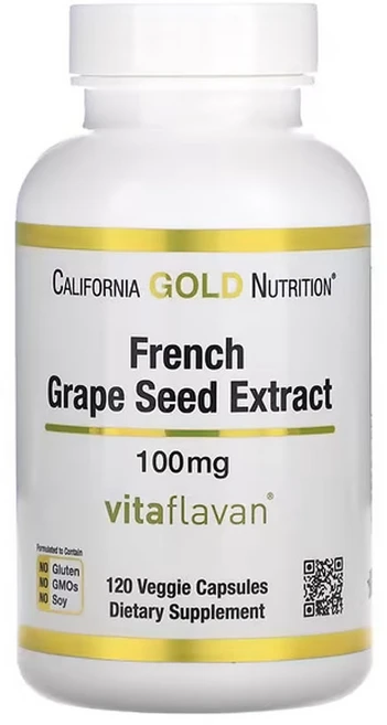 캘리포니아골드뉴트리션 포도씨추출물 폴리페놀 100mg 120캡슐x2통 Grape Seed, 120정, 1개 - 쿠팡