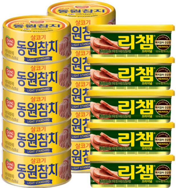 동원 라이트스탠다드참치 85g x 10캔+리챔 120g x 5캔(가로형), 1.45kg, 1세트