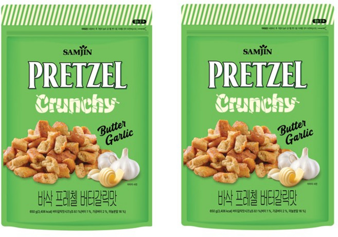 삼진 바삭프레첼 버터갈릭맛, 2개, 650g