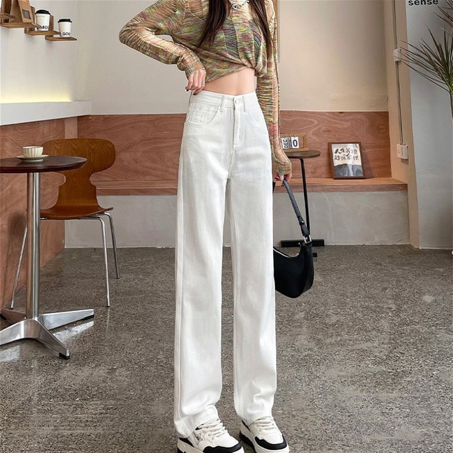 SAHINER 여름용 여성 데님 와이드 팬츠 하이웨스트 루즈핏 캐주얼룩 ANZ101