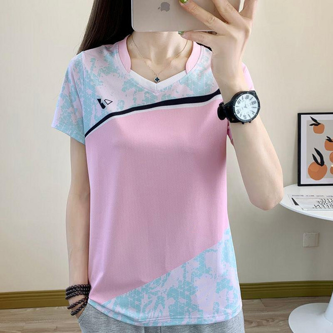 優選 夏季戶外健身速乾衣半袖女透氣冰感羽毛球服跑步運動短袖恤男 副廠產品