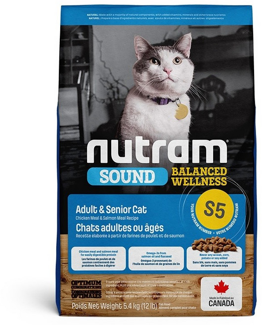 Nutram 紐頓 I17 理想室內貓專用配方 雞肉全蛋配方貓飼料 5.4kg, 1包, 紐頓 S5成貓熟齡貓雞肉 2kg