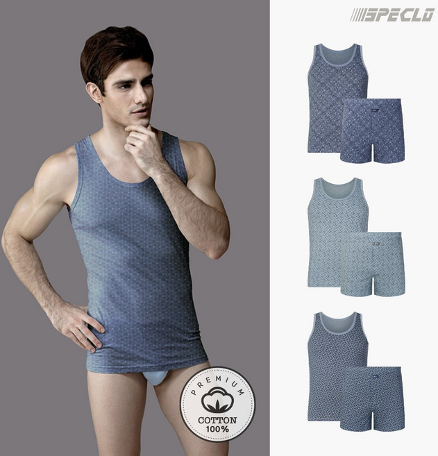 카오스 순면 런닝+트렁크팬티 남성속옷 6종세트