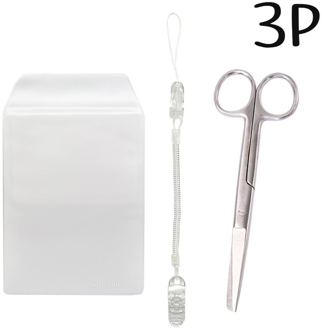 널스포켓 스프링집게줄 시저가위 14CM 모음 간호사용품, 1개, 화이트 널스포켓_스프링집게줄_시저가위모음