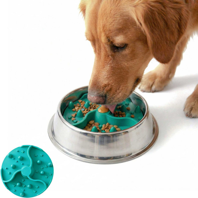 강아지 고양이 급체방지 실리콘 식기 탈부착식 반려동물 리킹매트, 초록색, 1개