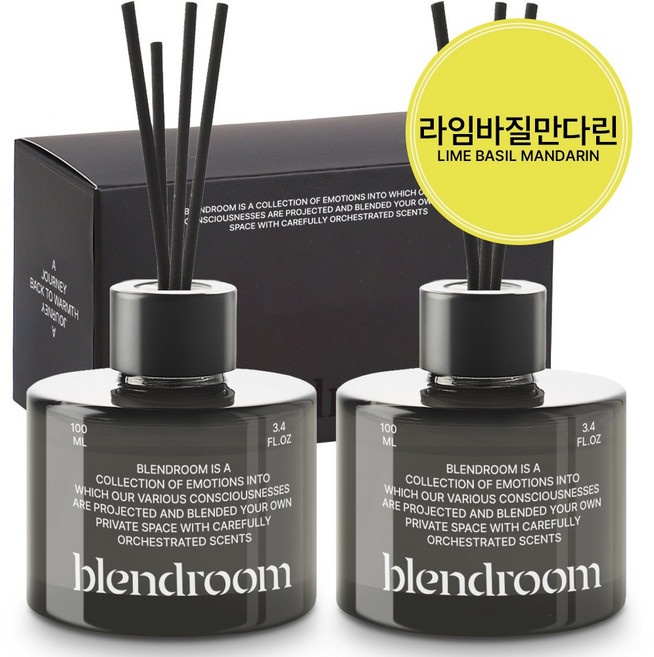 블랜드룸 생활용 디퓨저 1+1, 라임바질만다린, 2개, 100ml
