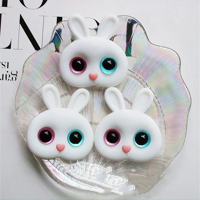 5Pcs 대형 토끼 고양이 수지 액세서리 크리 에이 티브 DIY 전화 케이스 냉장고 장식 스크랩북 재료, 05 White Rabbit