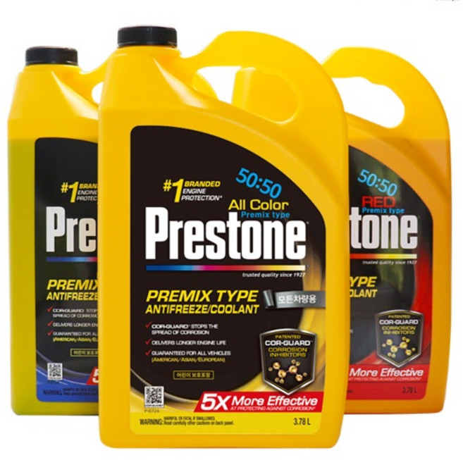 PRESTONE 프레스톤 프리믹스 코가드 레드 50:50 부동액 3.78L, 1개, Cor-Guard 3.78L 올컬러(옐로우)