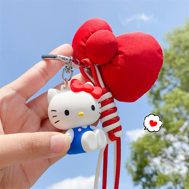 정품 키티 키링 백꾸 열쇠 가방 고리, 레드리본 키티, 1개