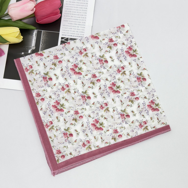 가제 면 아사면 쁘띠 목손수건 꽃무늬 플라워