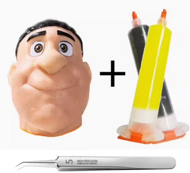 이음큐브 여드름 짜기 인형 장난감 스트레스 해소 블랙헤드 피지 뽑기, 얼굴인형+여드름보충제2개(노랑1개검정1개)+핀셋