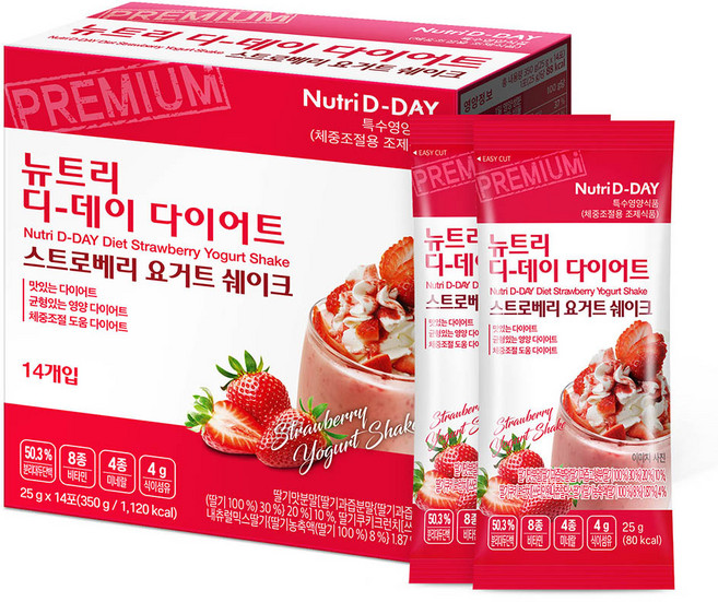뉴트리디데이 다이어트 스트로베리 요거트 쉐이크 14포, 1박스