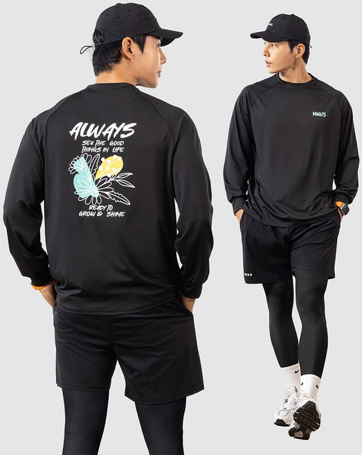 남자 루즈핏 래쉬가드 상의 + 반바지 레깅스 하의 수영복 비치웨어 세트