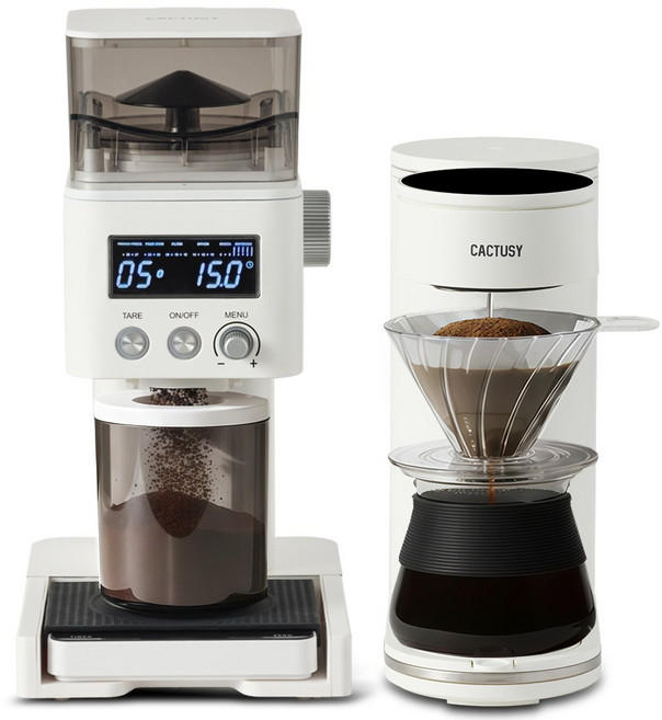 캑터시 커피머신 기획세트 (원두 그라인더+ 자동회전 드립커피머신), CY-CG3151_CM3025