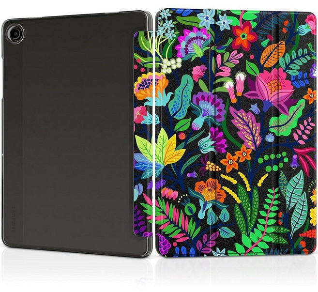 MEEgoodo Case for Samsung Galaxy Tab A11 Plus 2026/A9 Plus 11 inch 2024 (Fit Model SM-X230/X236/X2, 밝은 꽃과 열대 잎