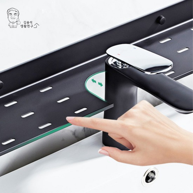 욕실 물빠짐 선반 화장실 젠다이 모던홀 무타공 수전용 추천 건조대 홀더 키친 부엌 씽크대 그릇 정리 정돈 진열 설거지 보관 기타 생활 잡화 용품, 50CM, 블랙, 50CM_블랙