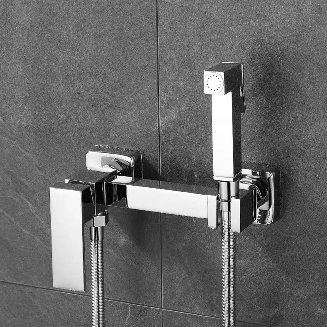 블랙 비데 수도꼭지 세트 벽걸이형 욕실 고압 황동 크롬 골드 샤워, 02 chrome