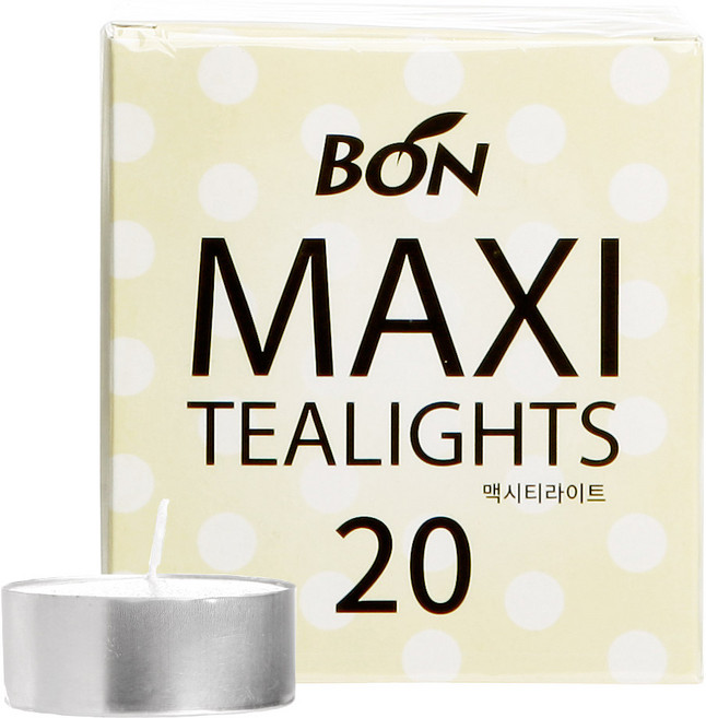 맥시 무향 티라이트 20개 BON Candle 8시간연소 지름 5Cm