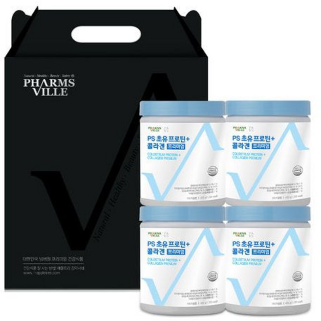 선물세트 PS 초유프로틴+콜라겐 프리미엄 4통+쇼핑박스, 4개, 420g