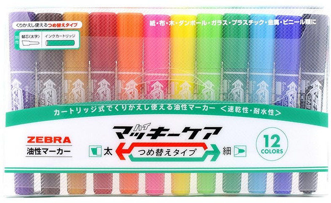 제브라 ZEBRA 유성펜 하이 맥키 케어 리필 타입 12색 YYT512C, 상세페이지 참조, 1개