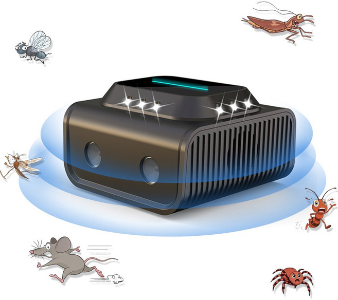 초음파 쥐퇴치기 가정용 해충퇴치기 쥐 모기 바퀴벌레 개미 초강력 퇴치기, 블랙