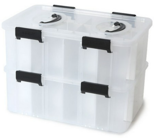 플라함 다용도 미니 리빙박스 4호 2단 + 칸막이 2p + 뚜껑 3종 세트, 1세트