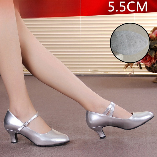 여성 샤인 가죽 라인 댄스화 세무바닥 W-WF272w34 바르니디 Barnidi, 230, 실버 5.5 cm 세무바닥