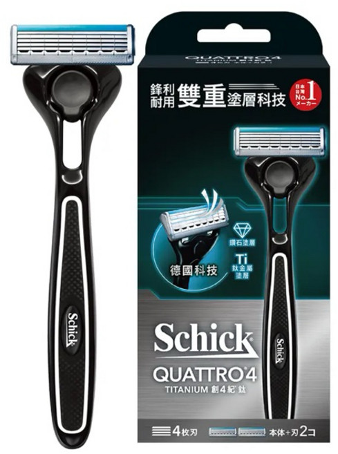 舒適牌 創4紀鈦型男刮鬍刀具 1刀把2刀片, 1個, 1個裝