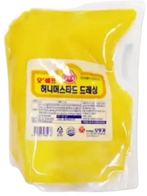 소스 오뚜기 머스타드 2Kg/상업용/드레싱/허니/겨자/급식소/식당/뷔페/머스터드/햄버거/구내/샌드위치/노란, 1개, 2kg