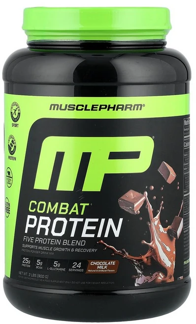 MusclePharm Combat® 단백질 파우더 초콜릿 우유 900g(2lbs) MusclePharm (머슬팜), 907g, 1개 - 쿠팡
