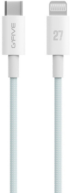 GFIVE 27W快充線 Type-C轉Lightning PD快充 編織充電線 1.5米傳輸線 iPhone充電線 蘋果快充線 正版台灣公司貨, 藍色, 1個