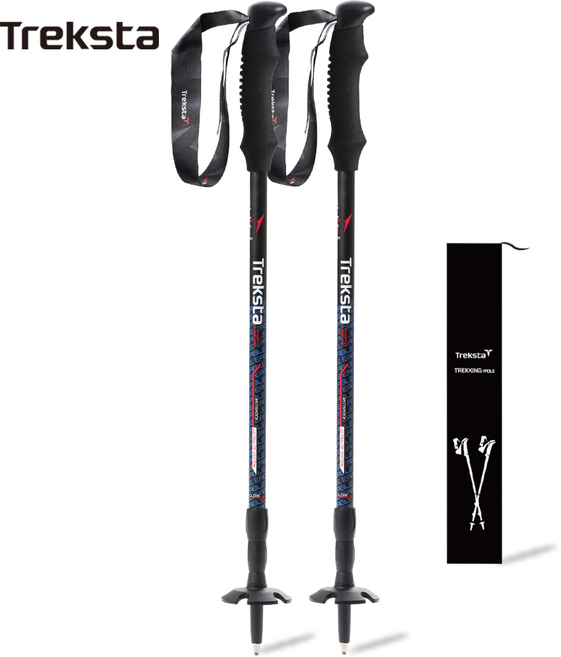트렉스타 초경량 195그램 듀랄누민 3단 등산스틱 세트 (케이스), DV001, 2개