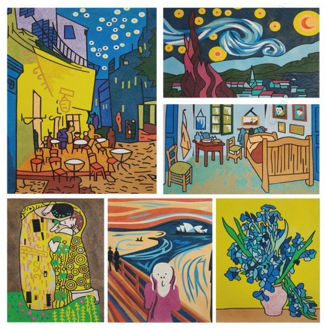 CMB 꼬메빔보 데코샌드아트 명화시리즈 만들기 세트 대, 오페라하우스절규