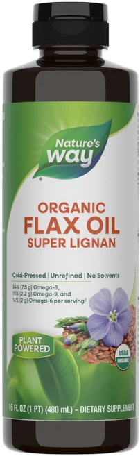 Nature's Way 자연의 방식 유기농 아마 오일 슈퍼 리그난 콜드 프레스 정제되지 않은 24 Fl Oz, 16 Fl Oz (1팩), 1개, 480ml - 쿠팡