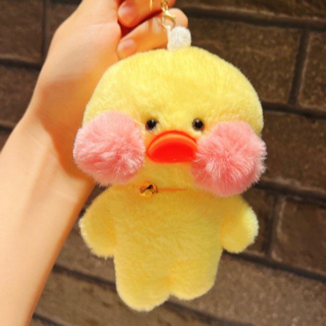 볼 빵빵한 오리인형 키링 귀여운 고리 키홀더 굿즈 가방 열쇠고리, 옐로우