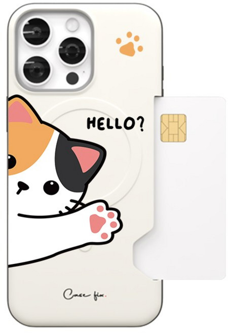 (자력2배)아이폰 큐피프렌즈냥 맥세이프 카드범퍼케이스(카드2장수납)