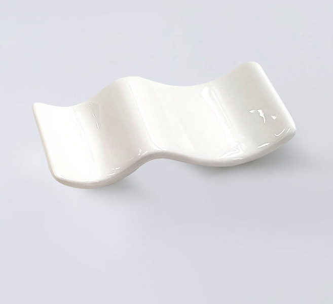 도자기 수저 받침대 3종 한식 숟가락 젓가락 세라믹 수저 받침, 물결, 1개, 도자기 수저받침