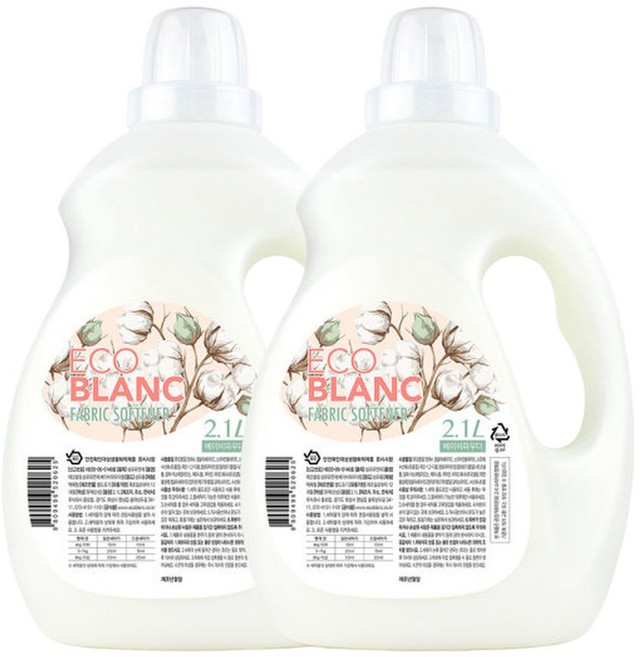 에코블랑 퍼퓸 섬유유연제 베이비파우더 2.1L x 2개