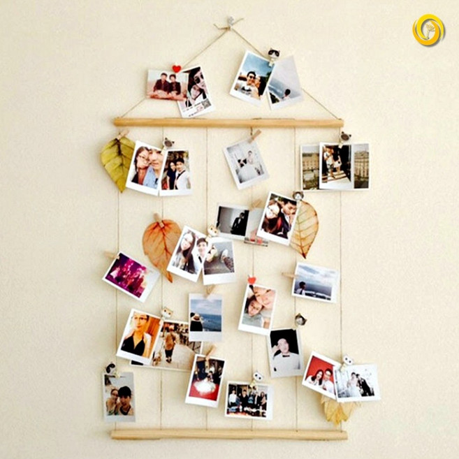 포토 행거 벽걸이 사진 걸이 벽에 인생네컷 꾸미기 집게, 우드포토행거