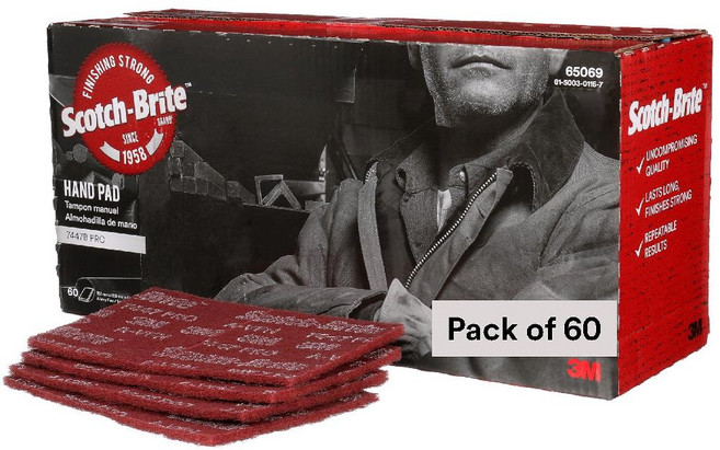 3M 스카치브라이트 7447B 핸드 패드 Very Fine Grade 미세등급 6 인치 x 9 60개입, 6인치 x 9인치