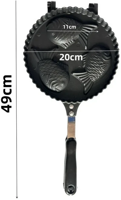 타이야키 물고기 모양 케이크 팬 논스틱 알루미늄 타이치 물고기 와플 케이크 몰드 더블 DIY 비스킷 스낵, 02 Three Gird